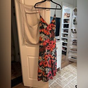 Leith Nordstrom Coral Floral Green Gables Maxi Dress 2X